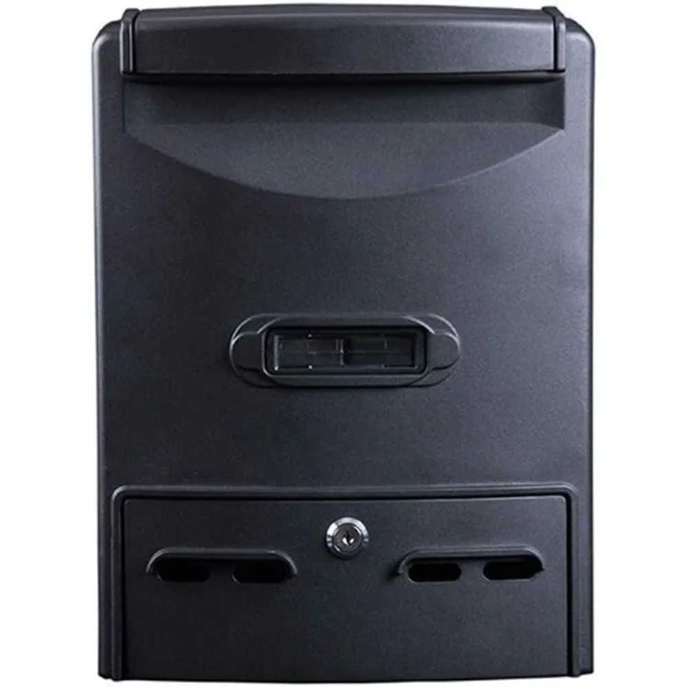

Черный металлический уличный настенный почтовый ящик большой емкости с водонепроницаемой газетной стойкой и запирающейся конструкцией
