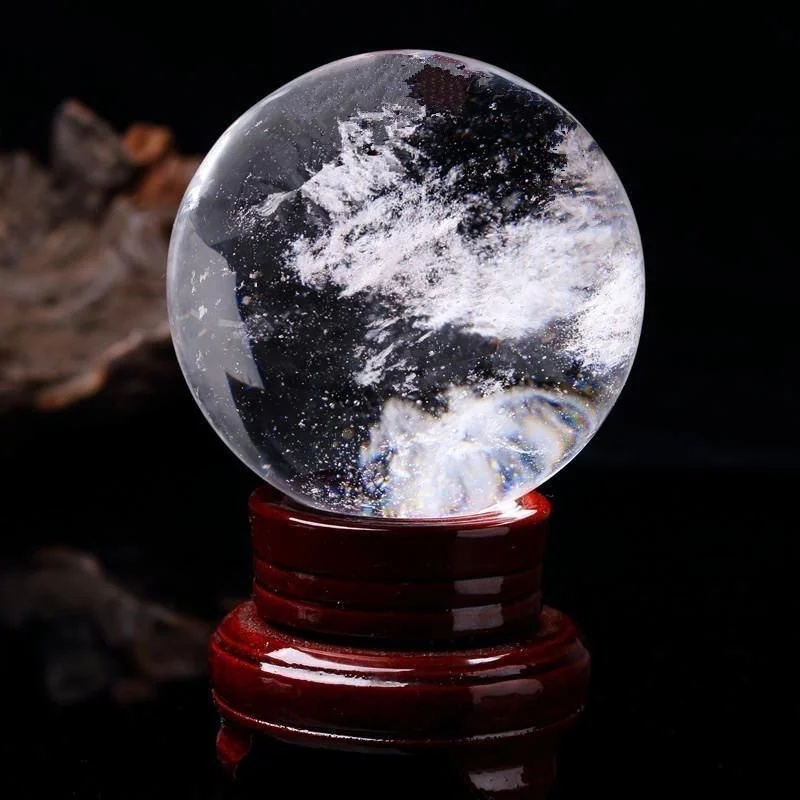 Boule de quartz fondu de 10 cm, boule de cristal en pierre blanche fondu, Feng Shui, décoration d'intérieur, guérison de l'aura, méditation, sorcellerie, énergie
