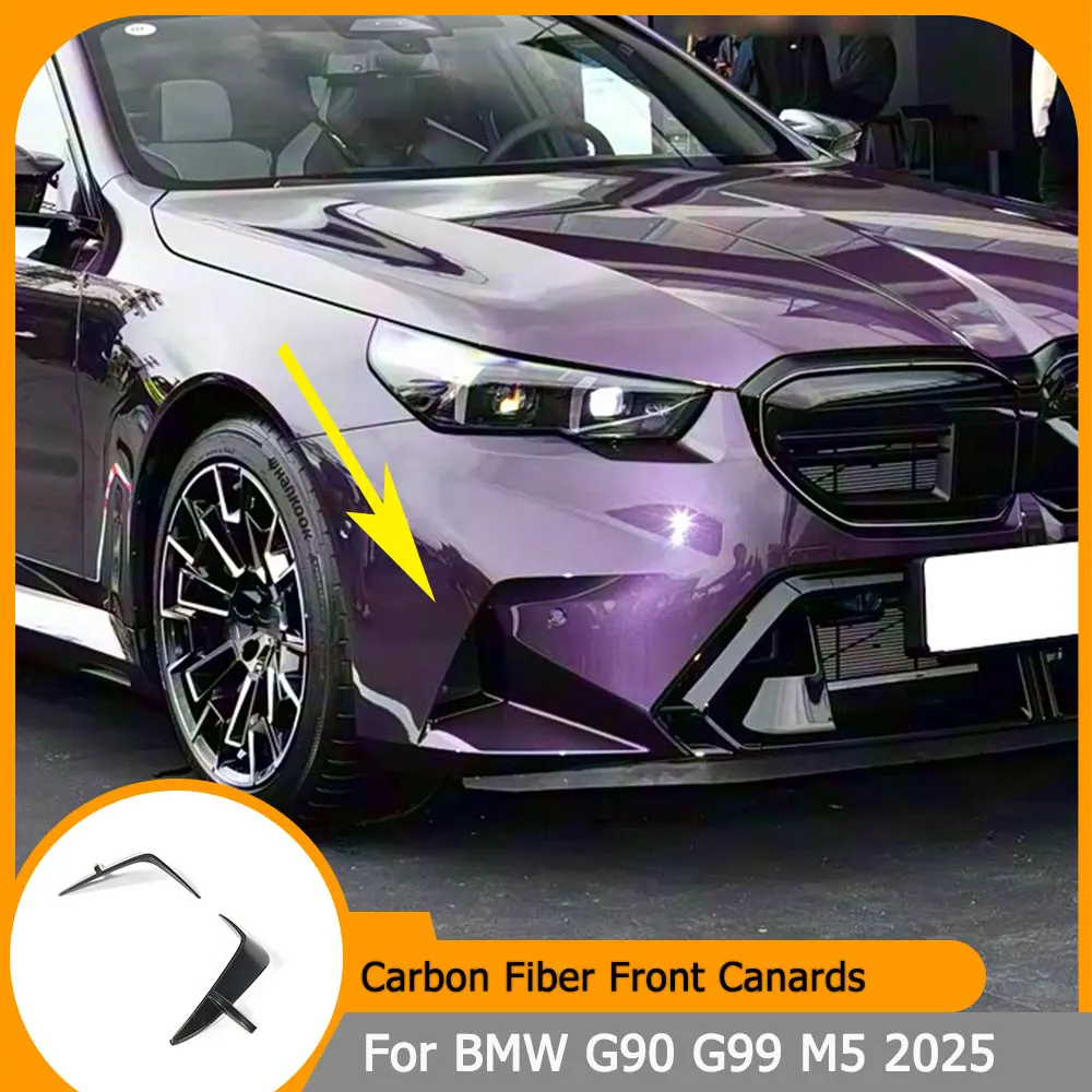 

Car Carbon Fiber Front Canards Fins Splitters For BMW M5 G90 G99 2025 Front Air Vents Canards Fins