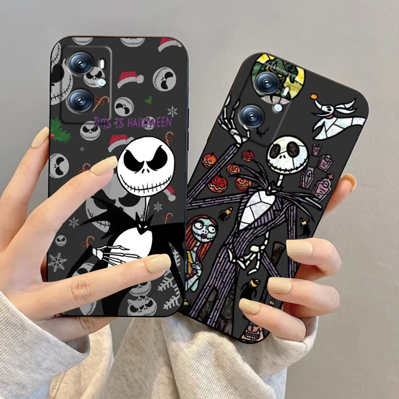 Christmas Eve Skull Disney For OPPO Find X6 X5 X3 A54S A5 A94 A16 A53S A57 A74 A72 A98 A78 A96 A9 5G Black Soft Phone Case