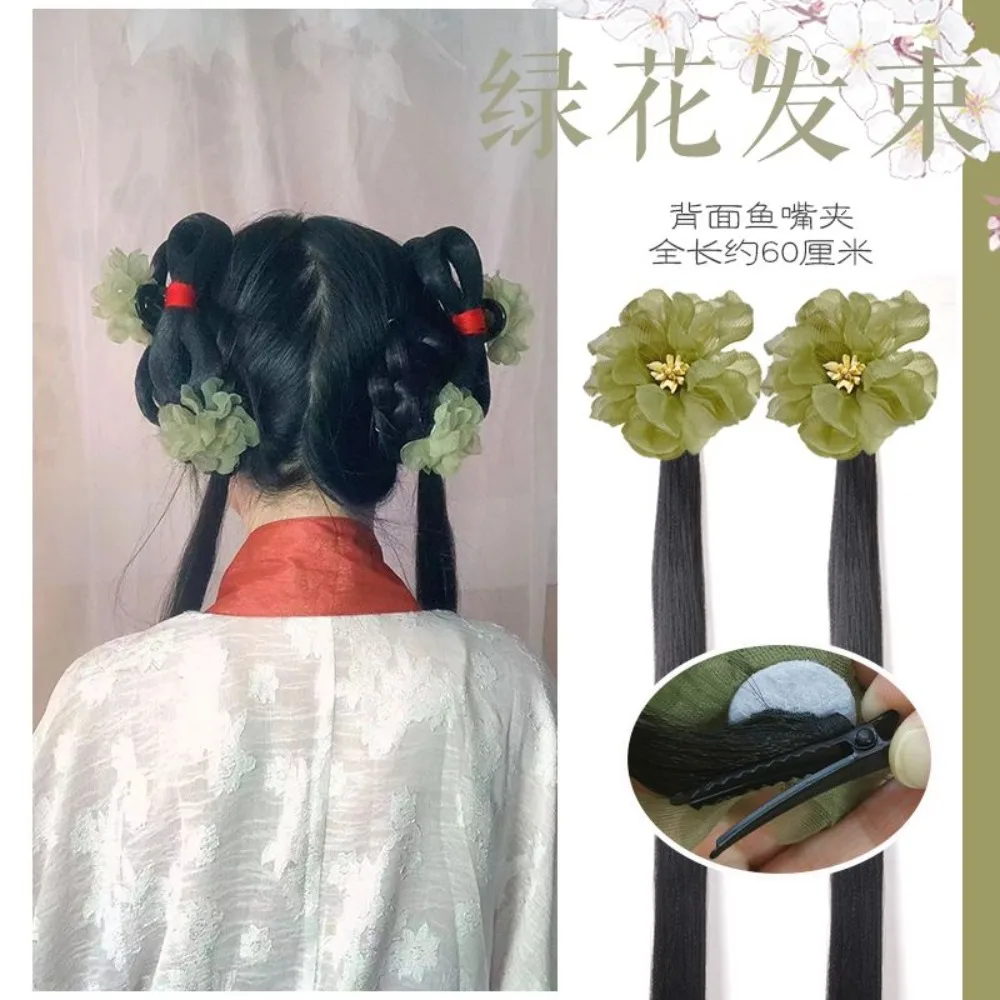 Ming Dynasty Hair Clip - All-in-One Hanfu Bun with Bow & Shark Clip‌ Easy To Wear Hanfu Cosplay Wig