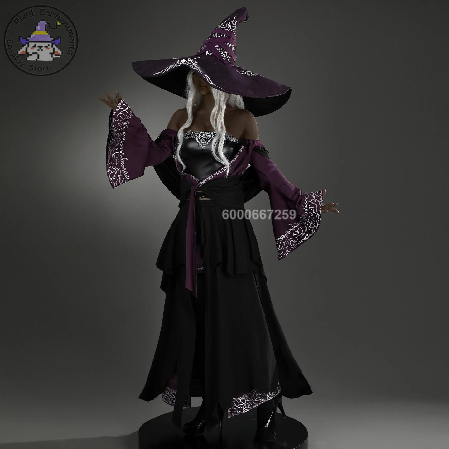 

Hot Sale Game Cosplay Costume Anime Recluse Role Playing Black Dress with Hat Full Set for Women Comic Con Halloween Party Suits