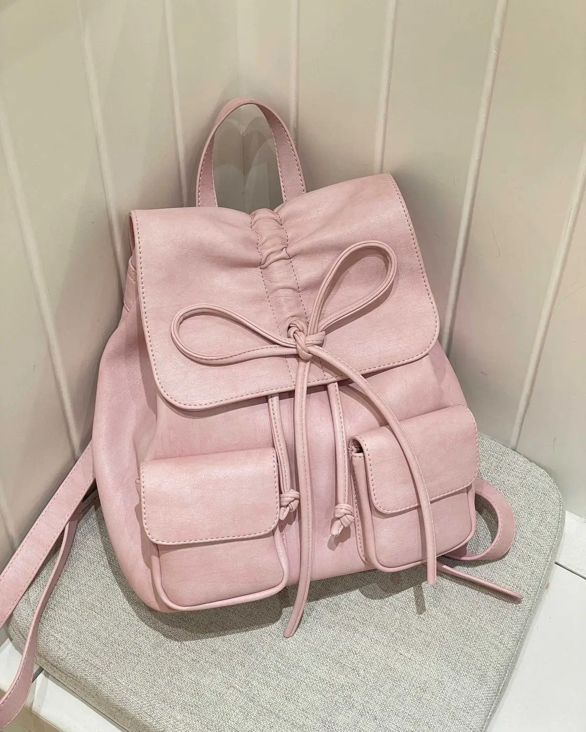 

JIAERDI Fairycore Bow Pink Backpacks Women 2025 New Large Capacity Drawstring Y2k Backpack Student Sweet Cute Mochila Aesthetic