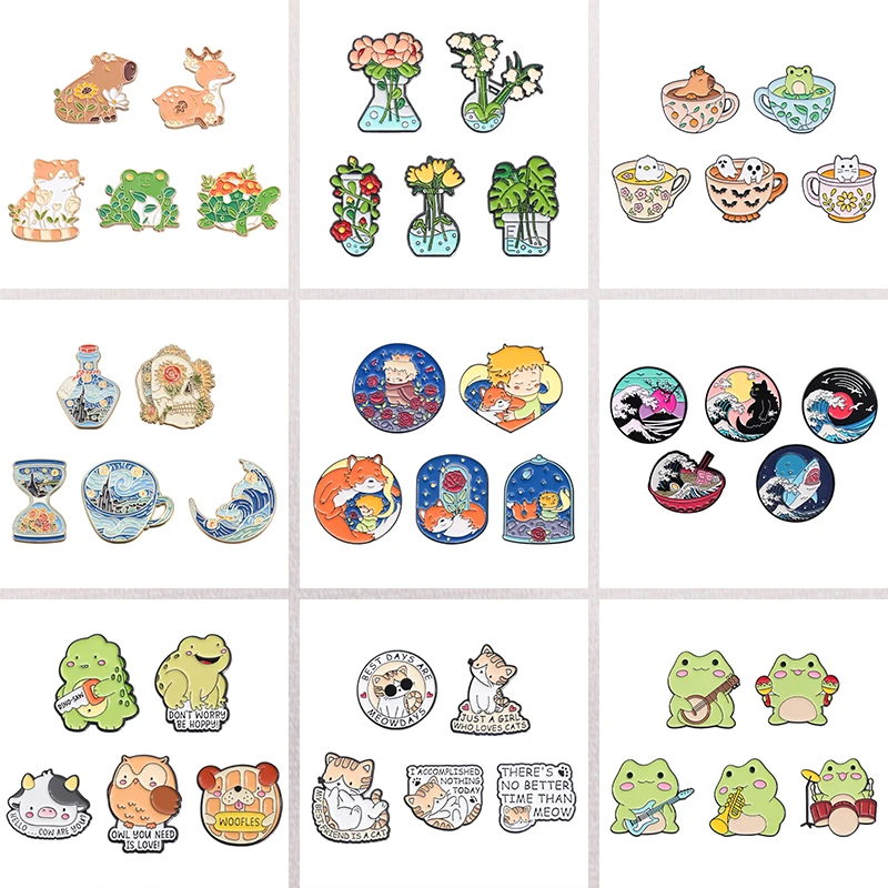 4-7 stücke Sets Cartoon Anime Prinz und Fuchs Emaille Pins Cowboy Mädchen Niedlichen Tier Broschen Revers Abzeichen Kunst Ölgemälde schmuck Geschenke – Detail 7