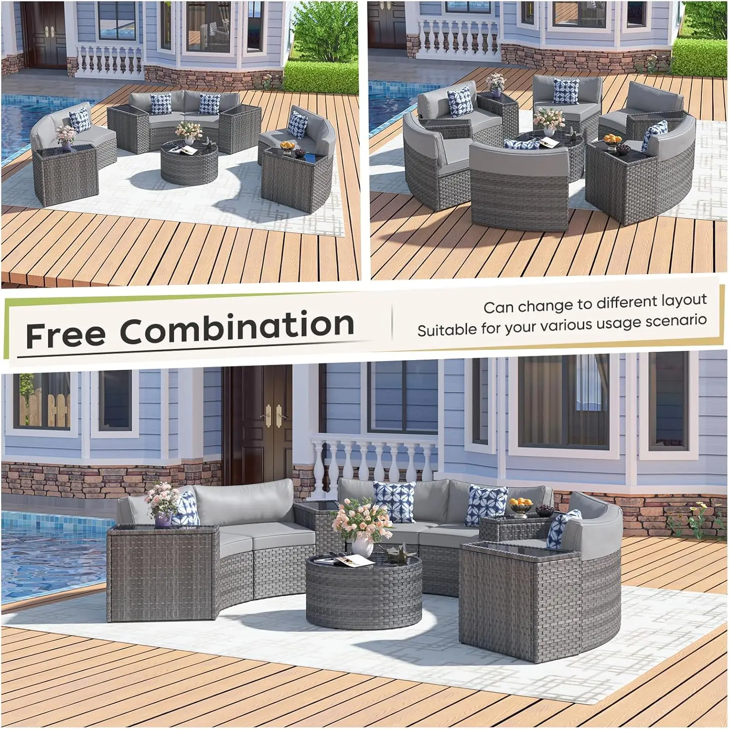 Outdoor Wicker Patio Furniture Set with 32