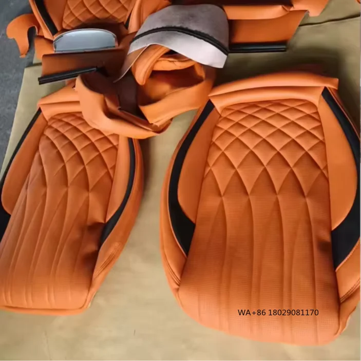 

Full Set Unique Black Grid Diamond Design Original Fiber Leather Custom Car Seat Covers for Any Car