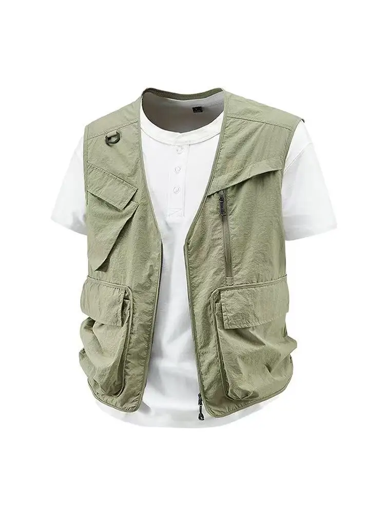 

Men's Summer Outdoor Fiing Vest Qui Dry Thin Svel Jaet Multi-ket Workwear V-Ne Faionable Urban Sle