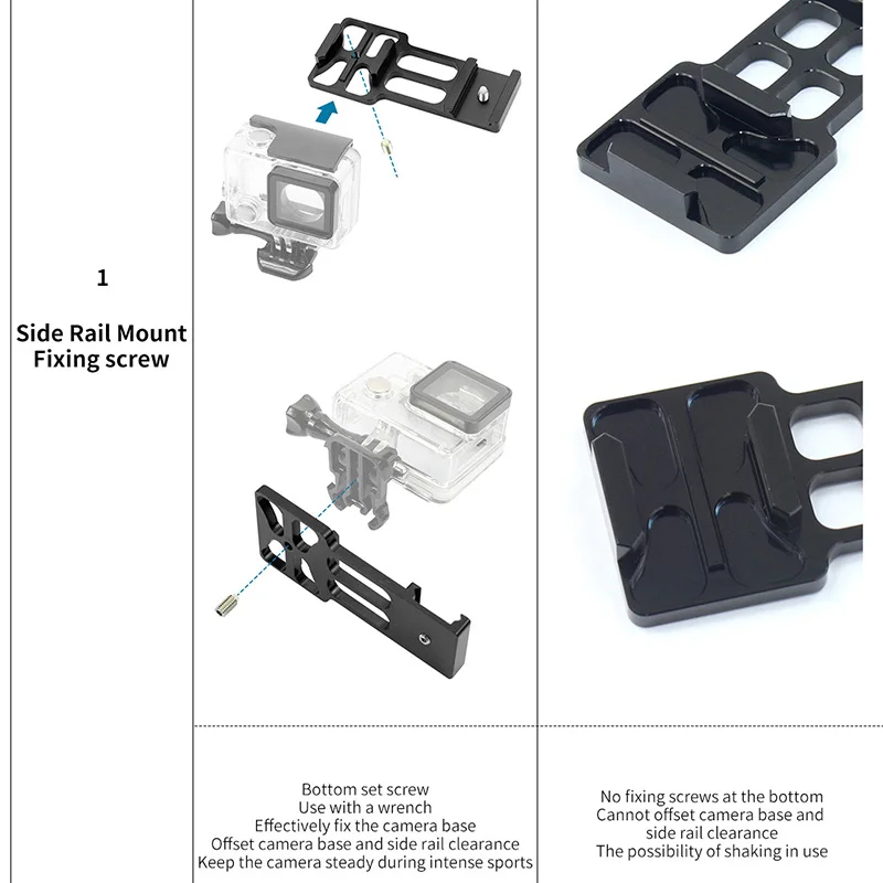 HFES ترقية CNC الألومنيوم 20 مللي متر الجانب السكك الحديدية جبل ل Gopro Gitup الرياضة عمل كاميرا لملحقات لاعب الصيادين
