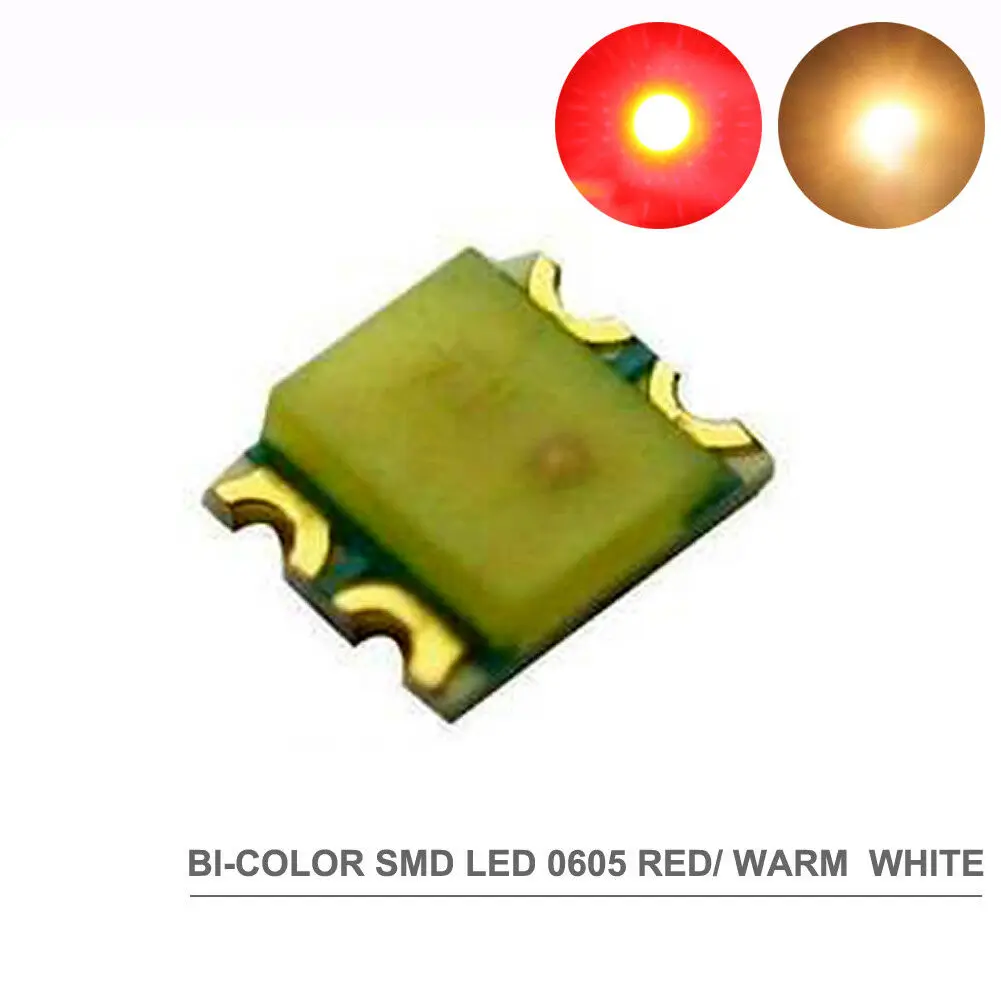 SMD0605 100pcs SMD LED 0605 Bi-Color Red-Blue/Green/Yellow/Warm White/White Orange-White LEDs 1/35 model train railway modeling