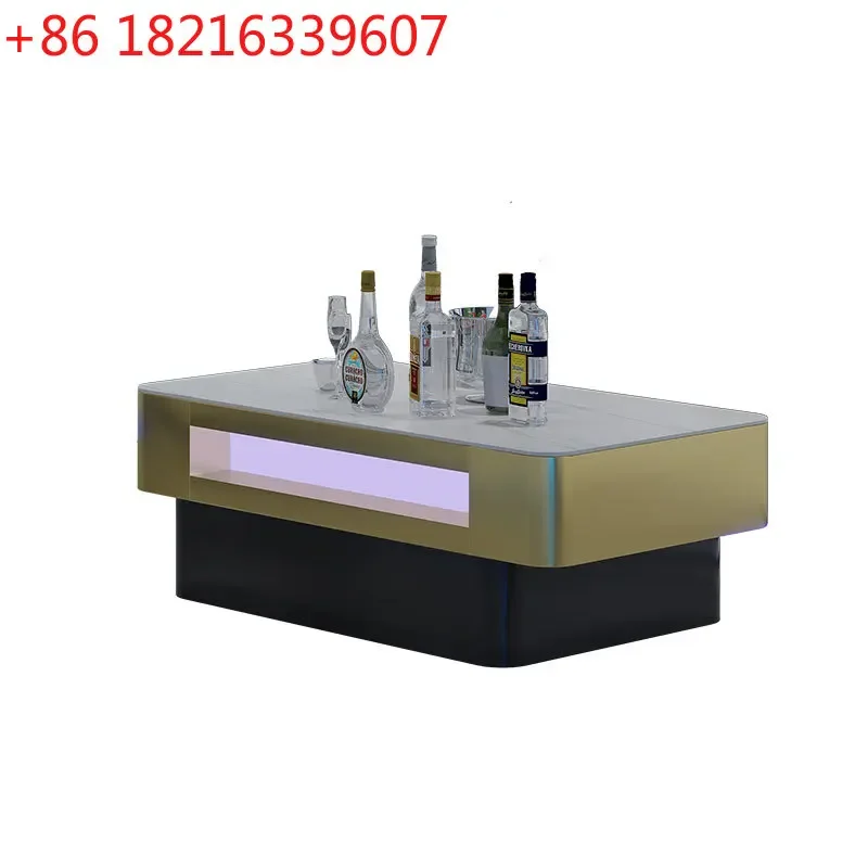 

Stainless steel tempered glass light luxury special wine bar counter