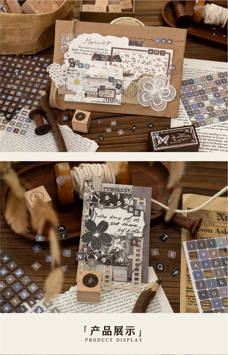 Journal GO Retro Buchstaben- und Zahlen-Aufkleber, Vintage Buchstabenblock-Aufkleber für Scrapbooking, Journaling und DIY-Bastelarbeiten – Detail 8