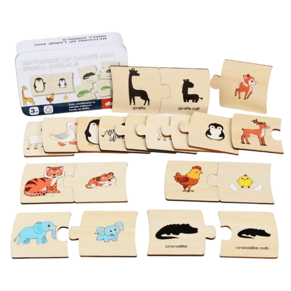 

Thicken Wooden Puzzle Multifunction Cartoon Animal Design Number Matching Digital Pattern Paired Wooden Montessori