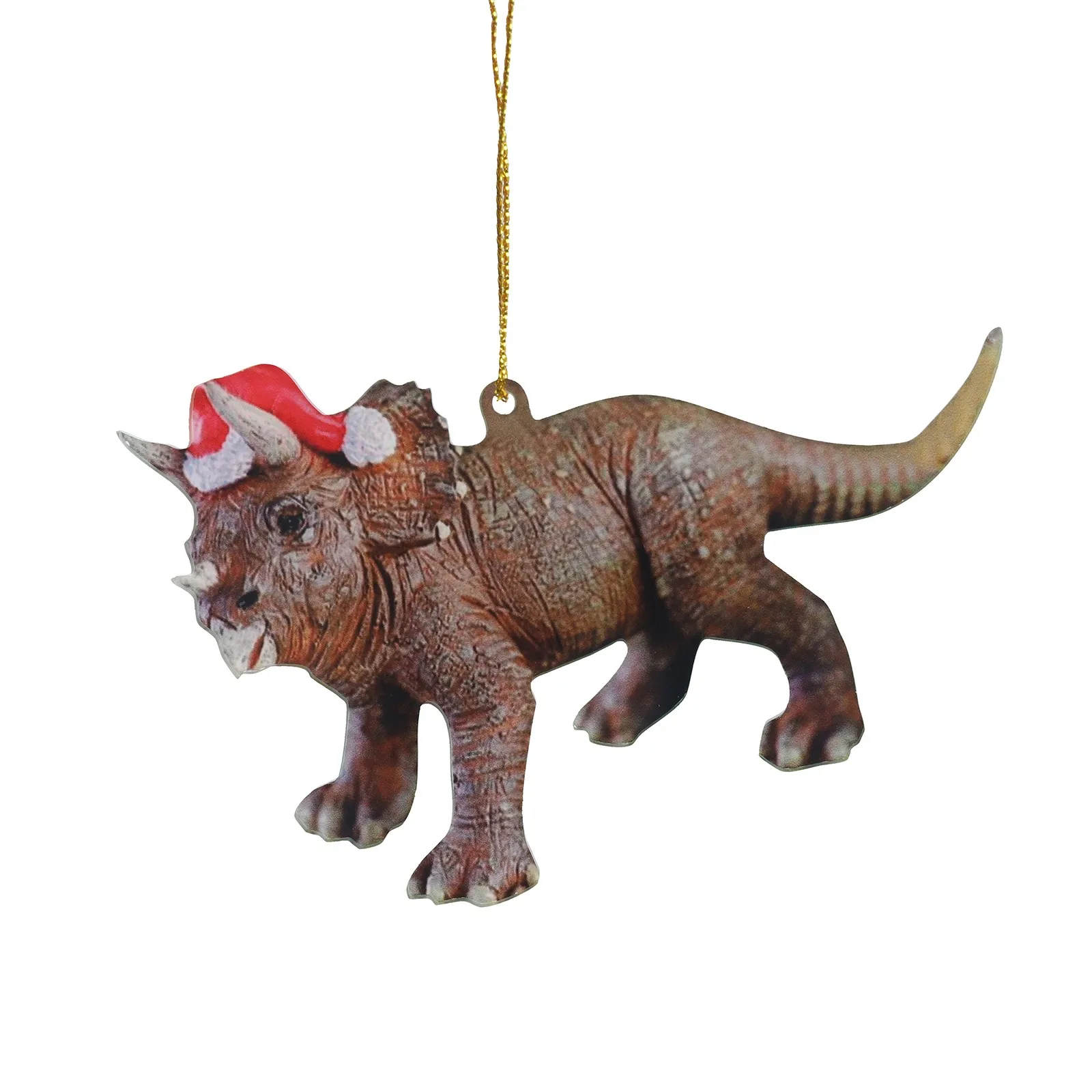 2D  Dinosaur Holding Christmas Gift With Hat Pendant Ornaments Double Sided Printing Christmas Tree Pendant Home Car Decoration