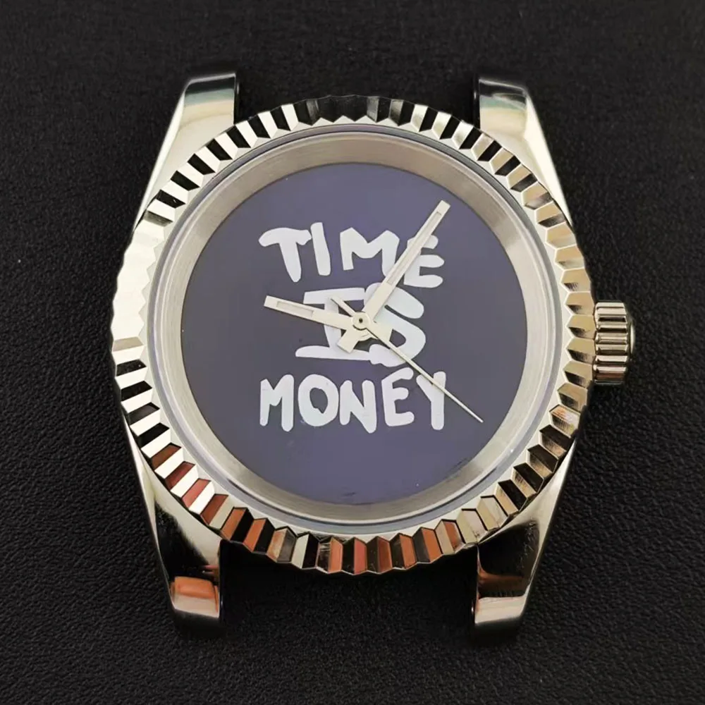 Time is money NH35 case 39mm case men's stainless steel watch case custom logo dial suitable for NH35 movement watch accessories