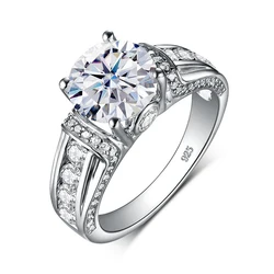 Real 2 Carats Moissanite Rings For Women Solid 925 Sterling Silver Wedding Band Luxury Female Jewelry Accessories Gift For Girls