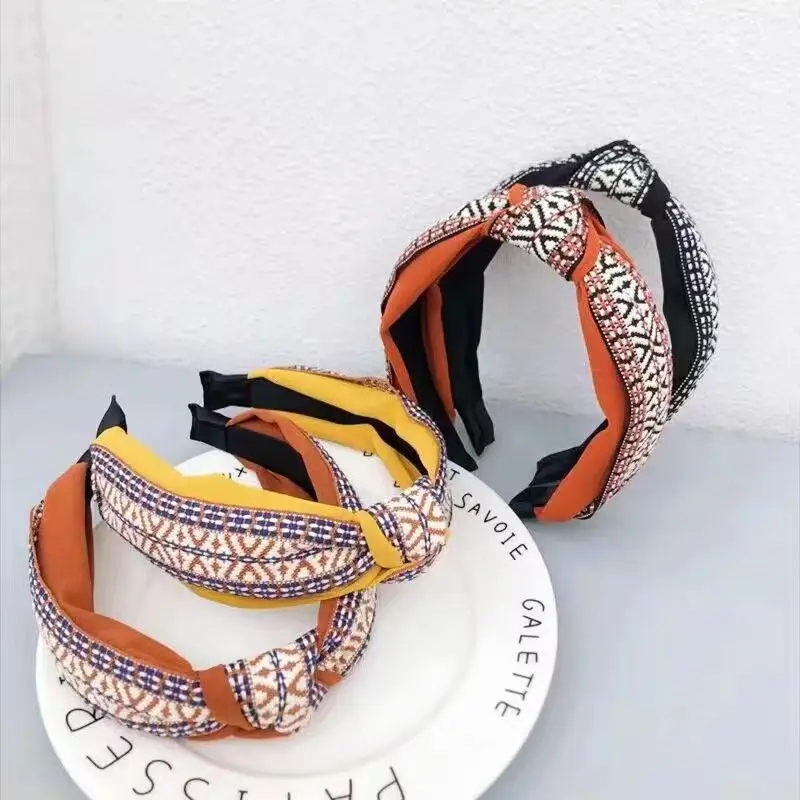 

Корейская версия ретро-повязки на голову с широкими краями для покупок, универсальная повязка для волос для мытья лица, повязка для волос для макияжа