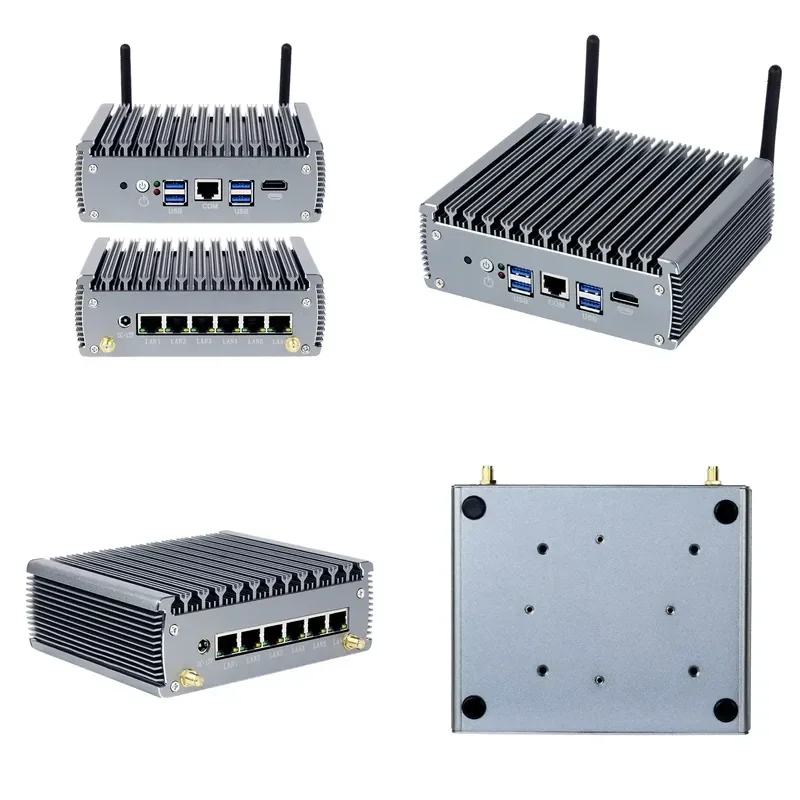 Fanless Firewall Router I5 I7 6 2.5G I225 Gigabit LAN Mini PC Pfsense Network Computer LINUX Server Soft Router