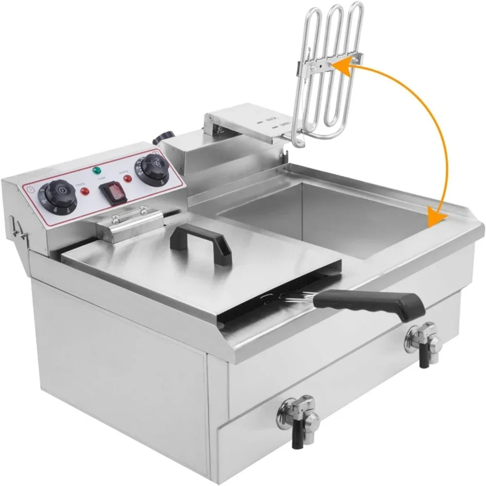 Commercial Deep Fryer with Time Control & Oil Filtration, Drain & Temperature Control &Baskets & Lids, Electric Deep Fryer