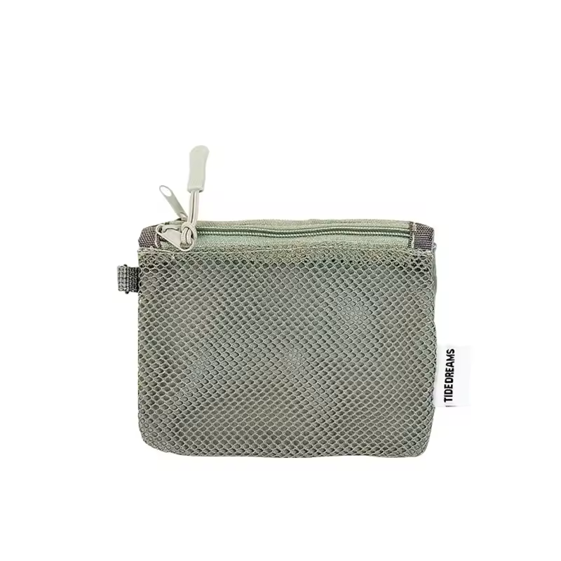 Travel Makeup Storage Bags New Mesh Coin Purse Simple Portable Mini Bag Multi-purpose Square Bag Double-layer Zipper Card Holder - Image 8