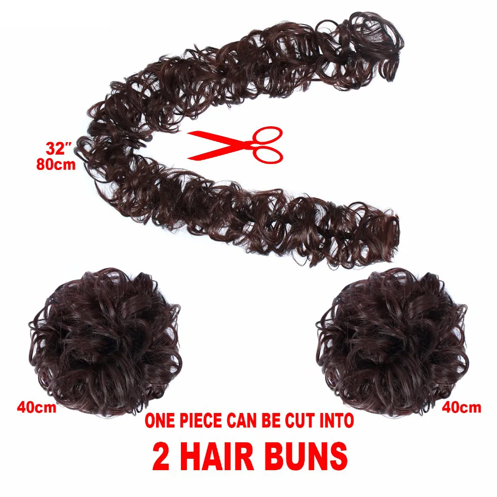 Synthetic Fibres Curly Messy Updo Buns Long Hairpiece Hair Wrap Around Ponytail Extensions