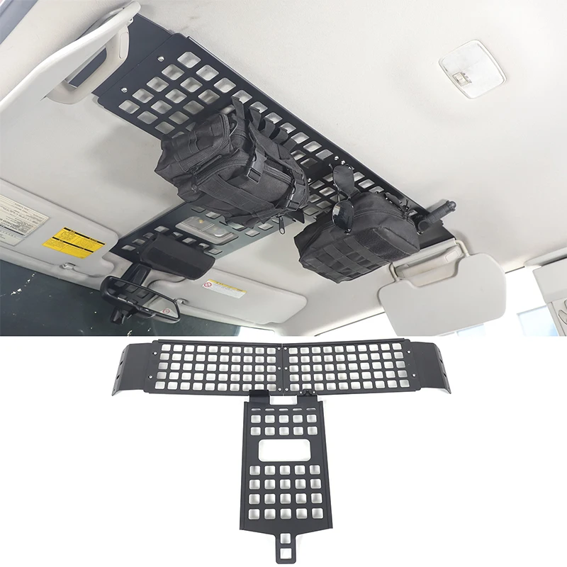 For Toyota FJ Cruiser 2007-2021 car interior roof grid storage board shelf roof bag rack car interior organizer aluminum alloy