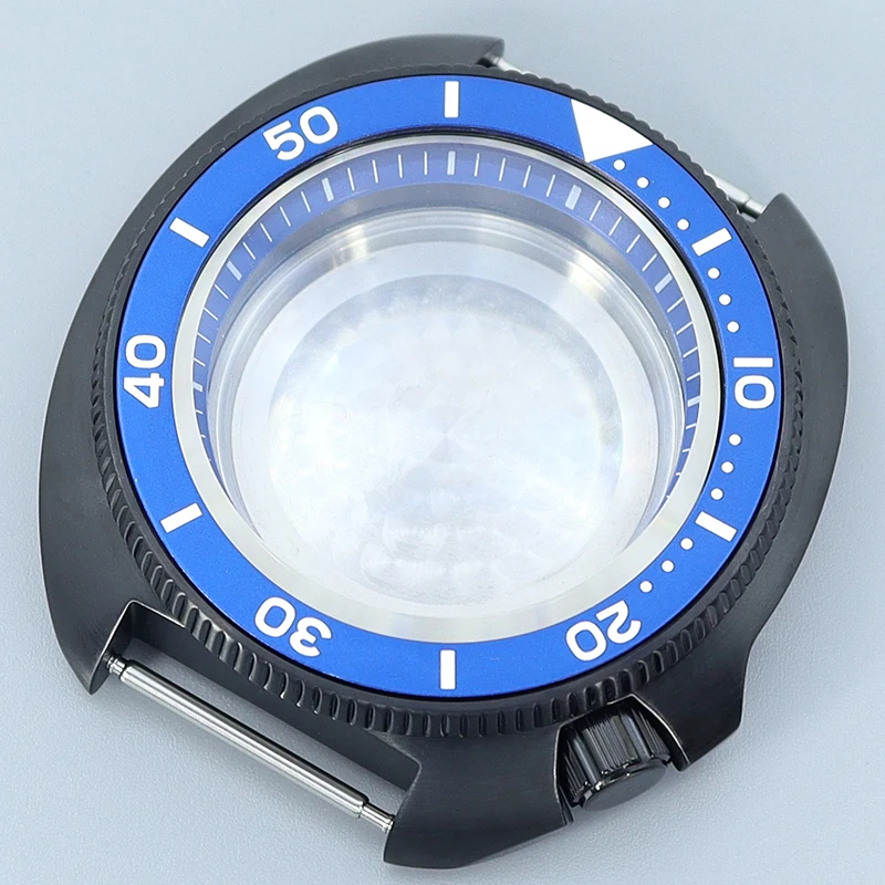 Black 44mm Watch Case Sapphire Glass SKX Parts Fit Seiko Turtle Tuna NH35 NH36 NH38 Movement 28.5mm Dial 4.1 Crown watch parts