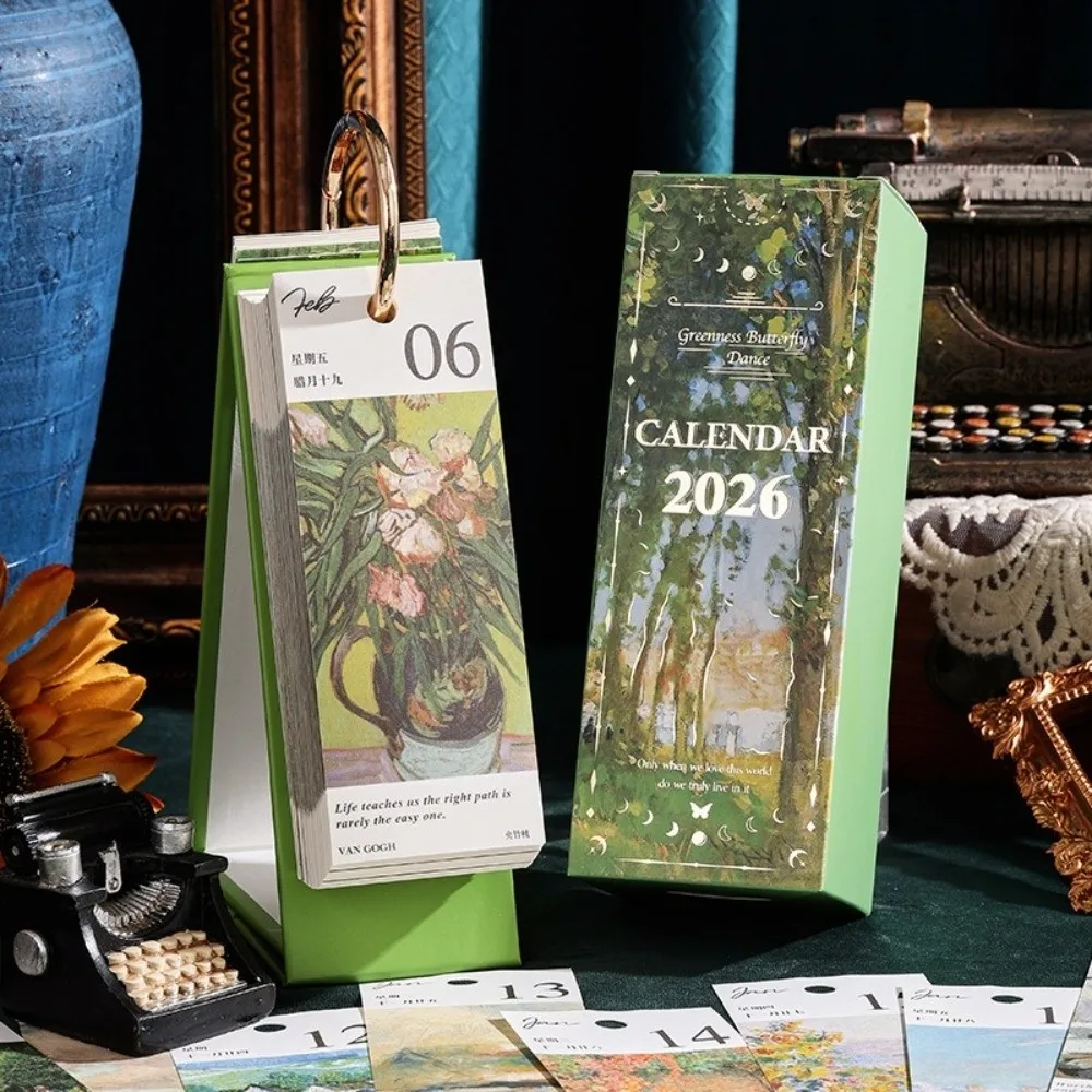 

365 Days 2026 Desktop Calendar Hand-torn Design Vertical Format Daily Planner Date Display Hollow Butterfly Monthly Planner