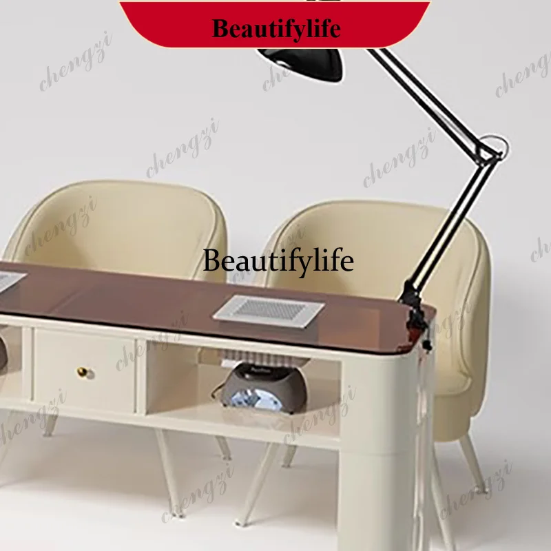 

YL French Simple Manicure Nail Table Smooth Trendy Modern Sturdy Manicure Nail Table Elegant And Subtle Mesa Salon Furniture