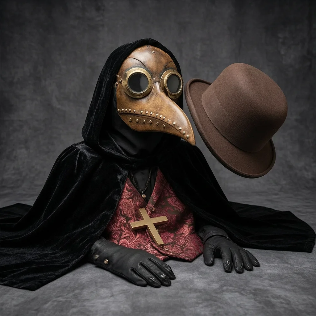 Medieval Plague Doctor Mask Leather Bird Beak Face Cover Cosplay Halloween Party Costume Role Play Accessory