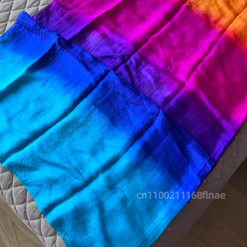 Belly Dance Silk Veil Natural 100% Silk Handmade Polishing Custom Gradient Shawl Performance Scarf Handmade Adult Women