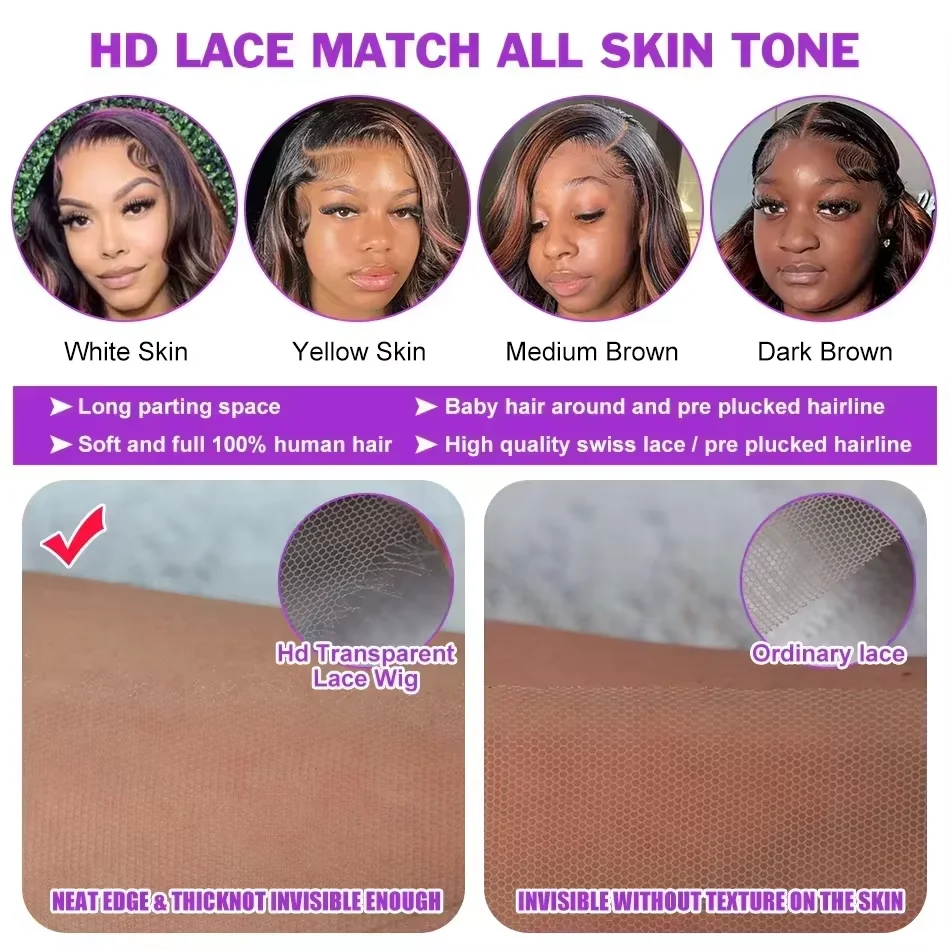 220 الكثافة تسليط الضوء على 13x4 13x6 HD الدانتيل أمامي باروكة من شعر طبيعي الجسم موجة P4/27 الملونة HD الدانتيل شعر مستعار أمامي 36 46 بوصة شعر مستعار #5