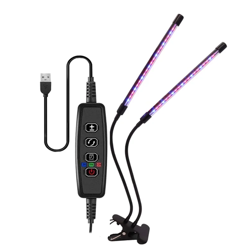 Lampa LED do uprawy roślin A88E-USB, do ogrodu w pomieszczeniach, ściemnialna, pełne spektrum, ustawienie timera, do upraw hydroponicznych i szklarni.
