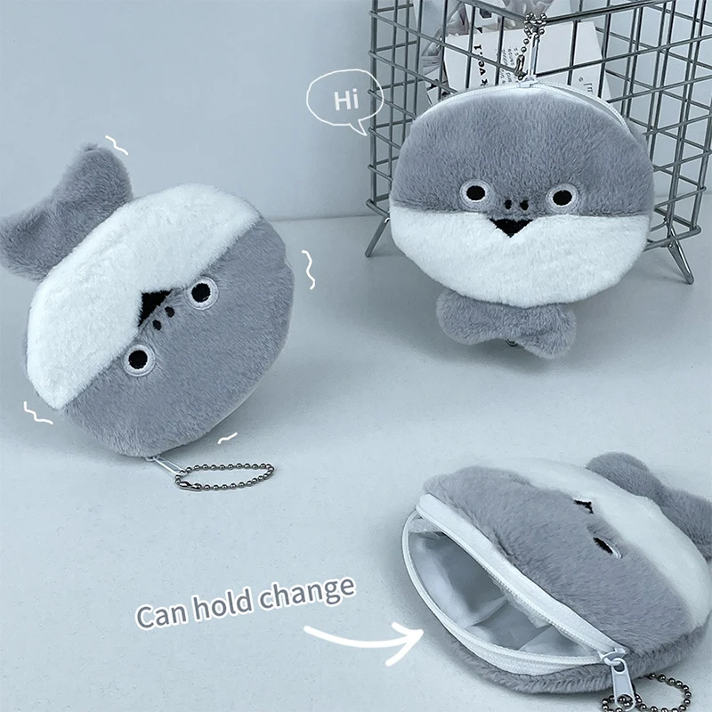 Cute Funny Soft-shelled Fish Coin Purse Cartoon Kawaii Mini Wallet Creative Keychian Pendant Portable Small Storage Bag Gifts