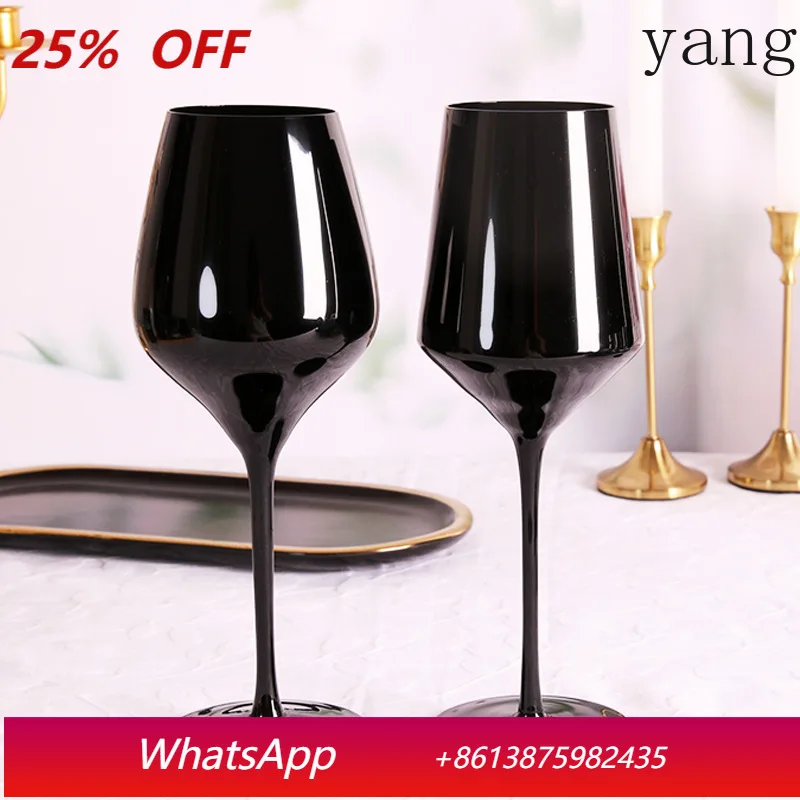 2Pcs glass household, multi-purpose black crystal glass, tall red wine glass, champagne glass, glass wine glass