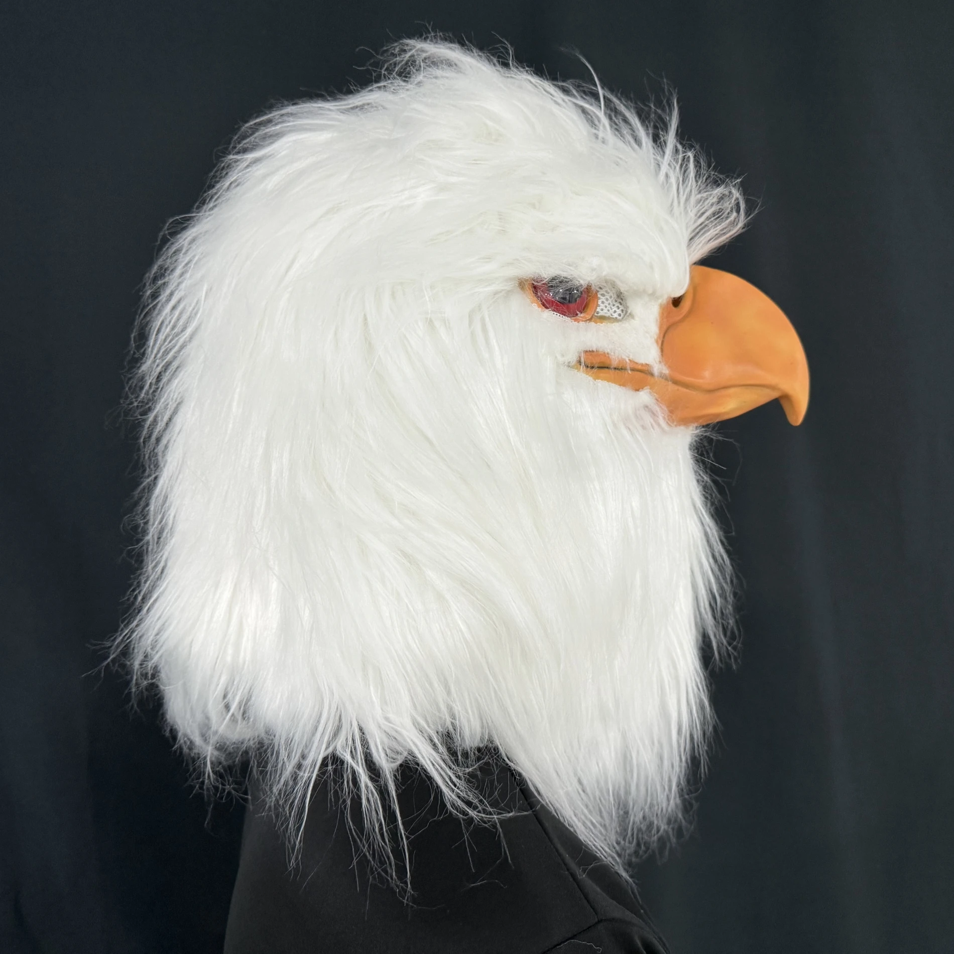 Weiße Adler-Latexmaske – realistische Vogelkopf-Kostümfedern für Erwachsene, Halloween, Party, Cosplay, Tier-Requisite, Maskerade, Karneval – Detail 10