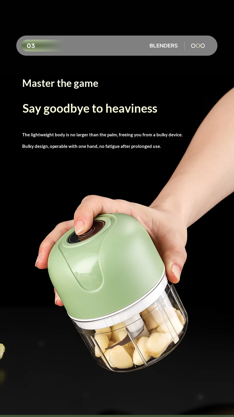 HOMEFISH Electric Mini Kitchen Garlic Paste Mixer Baby Food Meat Grinder Home Multi-functional Garlic Crusher