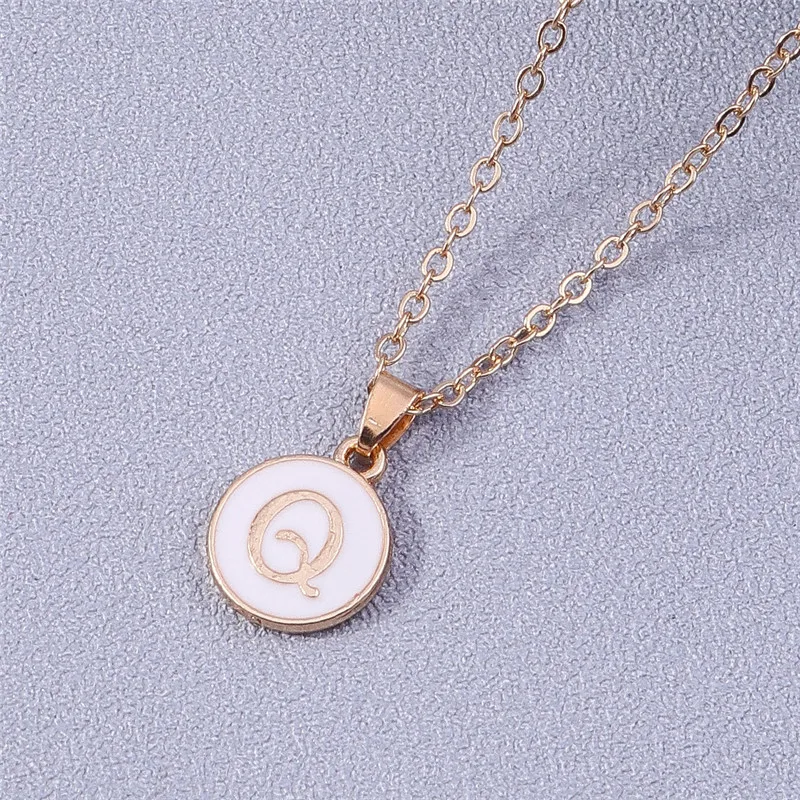 Aihua Minimalistische Initiale Emaille Weiß Schwarz A-Z Buchstaben Halskette für Frauen Alphabet Anhänger Schmuck Geburtstag Geschenke Großhandel – Detail 27