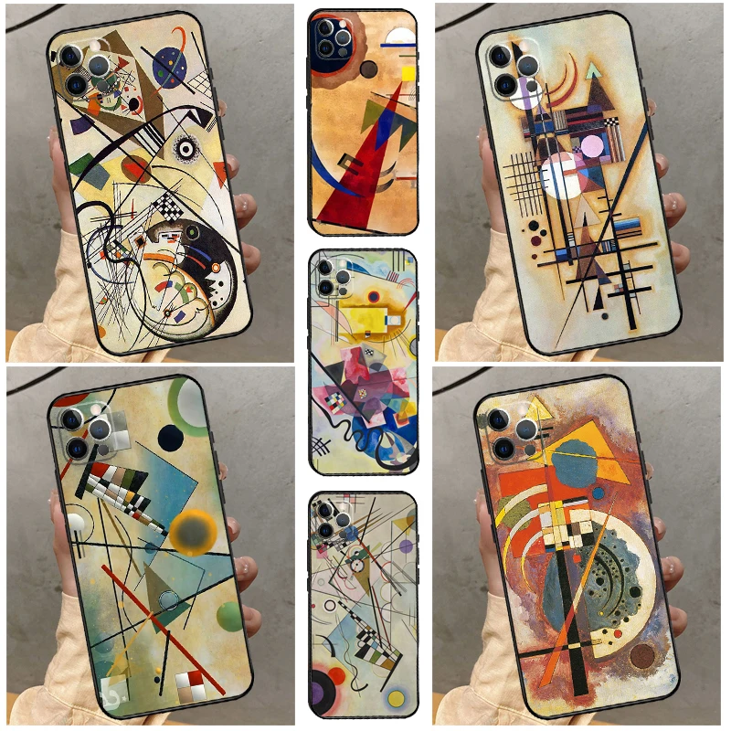 Wassily Kandinsky Abstract Case For iPhone 14 15 16 Pro Max 11 13 12 Mini X XR XS Plus Soft Cover Shell