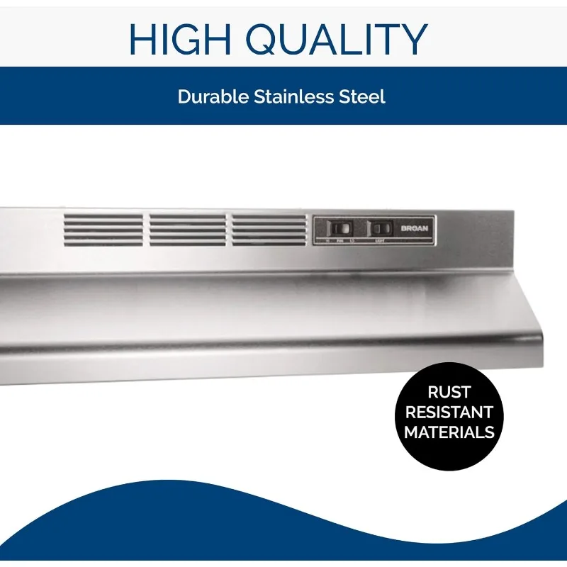 Broan-NuTone-Não-Ductless Range Hood com luzes, exaustor para sob o armário, aço inoxidável, 413004, 30 in