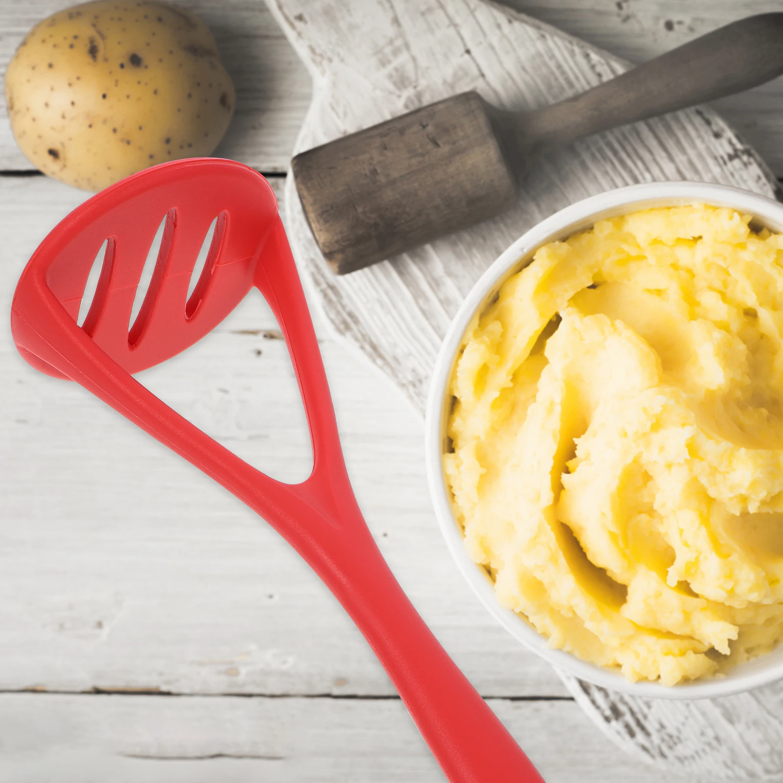 

Silicone Potato Ricer Food Grade Vegetable Masher Press Tool Fruit Gadget Red Lightweight Puree Maker