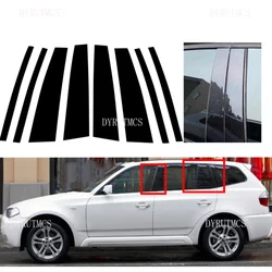 Fit For BMW X3 E83 2004- 2008 2009 2010 8pcs Glossy Black Pillar Posts Silver Carbon Door Window Sticker Moulding Trim Cover