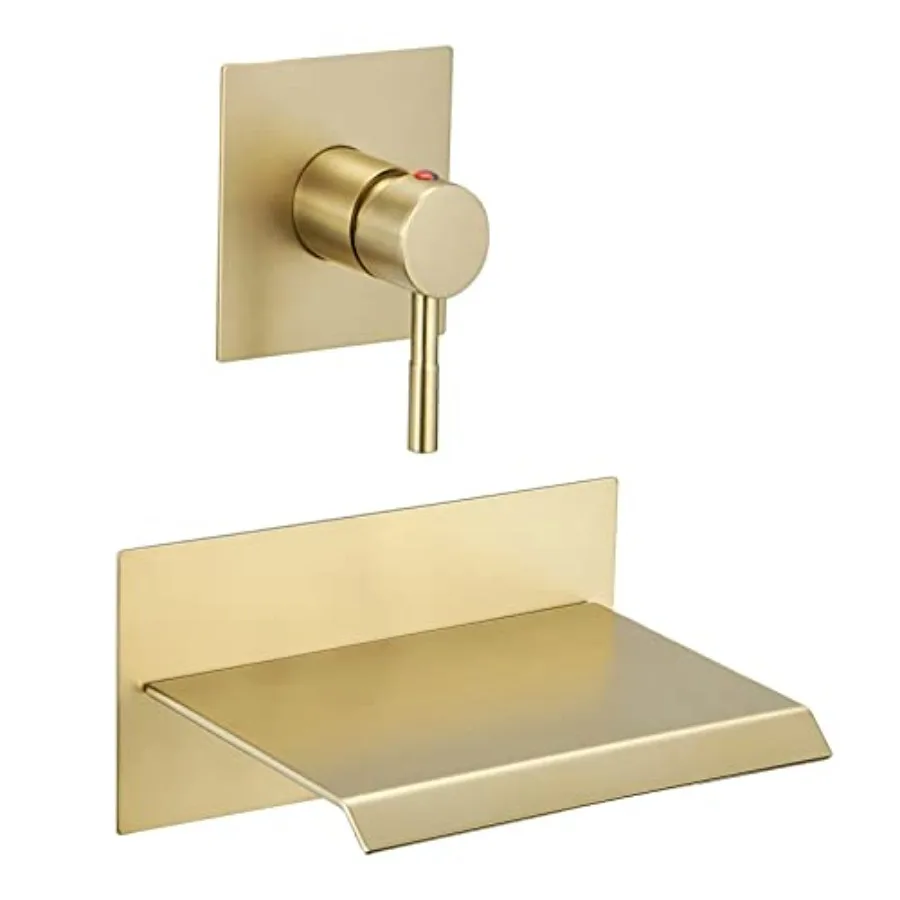 

Wall Mount Bathtub Faucet Single Handle Modern Bathtub Faucet with Rough in Valve High Flow Filler Waterfall Tub Spout