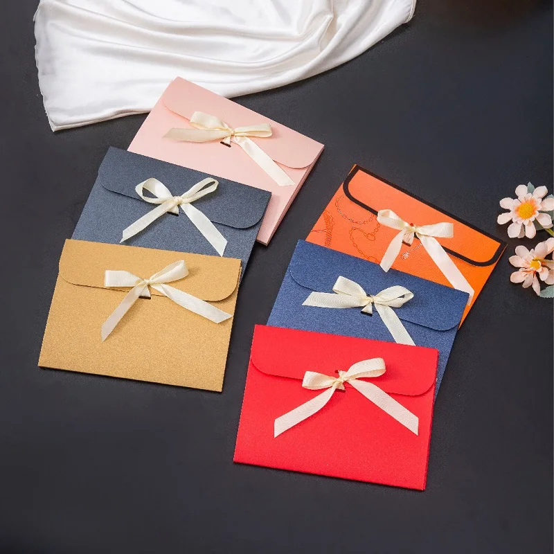 

30pcs/lot Ribbon Gift Box Envelope High-grade 250g Paper Envelopes for Wedding Invitations Postcards Stationery Gift Packing