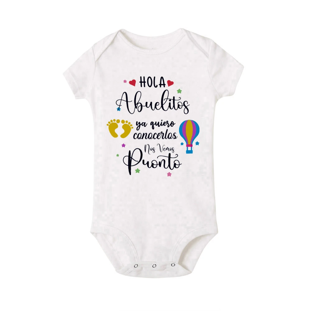 Hello Grandparents I Want To Meet You See You Soon Printed Baby Bodysuit Pregnancy Announcement Outfit Newborn Reveal Bodysuit