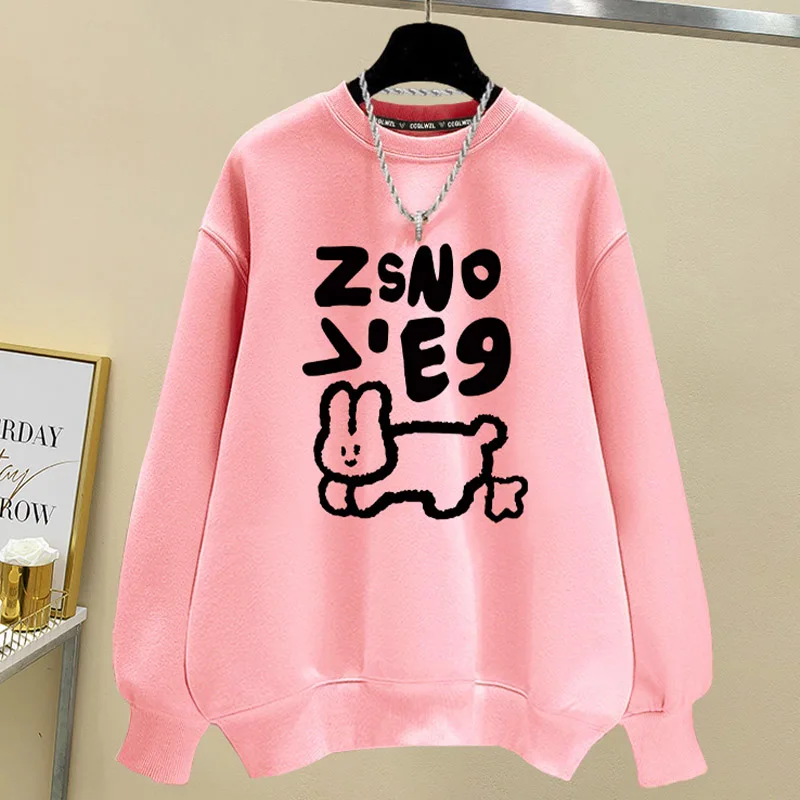 Autumn Women Clothing Vintage Casual Loose Sweatshirts Fashion O-neck Long Sleeve Hoodies Y2k Cartoon Printed Pullovers