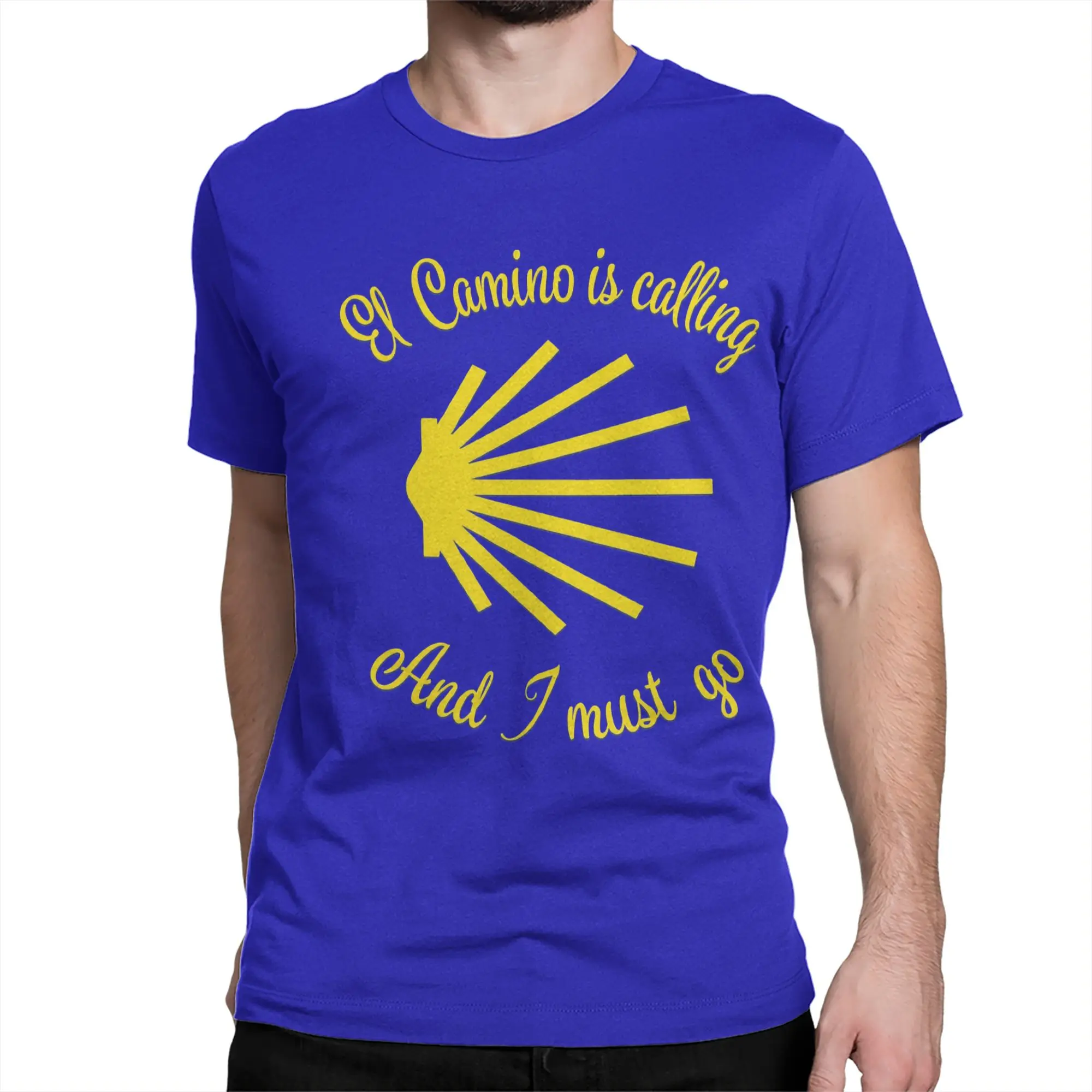 El Camino is calling and I must go. Camino de Santiago Scallop T Shirts Men Cotton T-Shirts O Neck Tees Short Sleeve Clothing