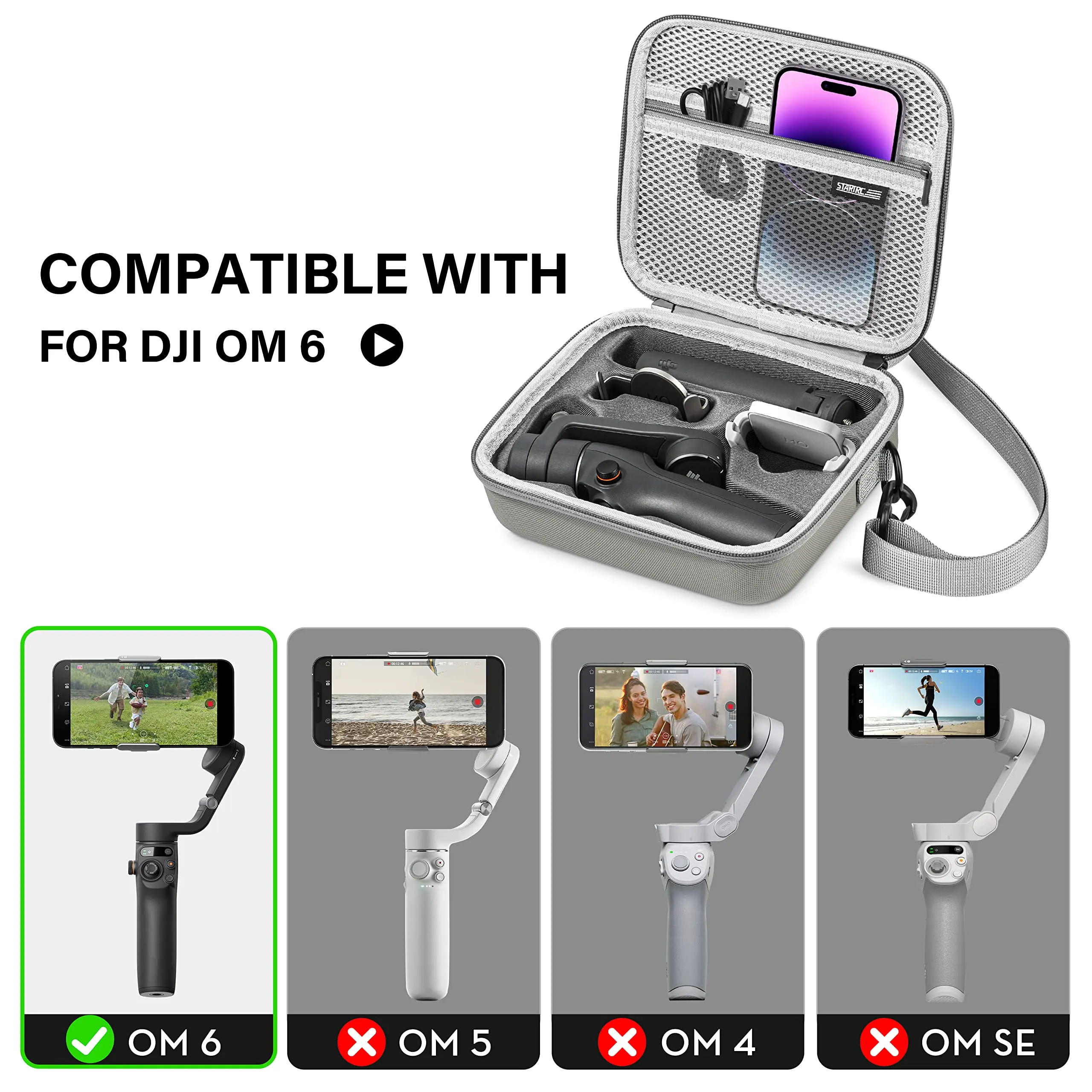 For DJI OM6 Case Waterproof Portable Storge Shoulder Bag Travel Case for DJI OM Gimbal Stabilizer