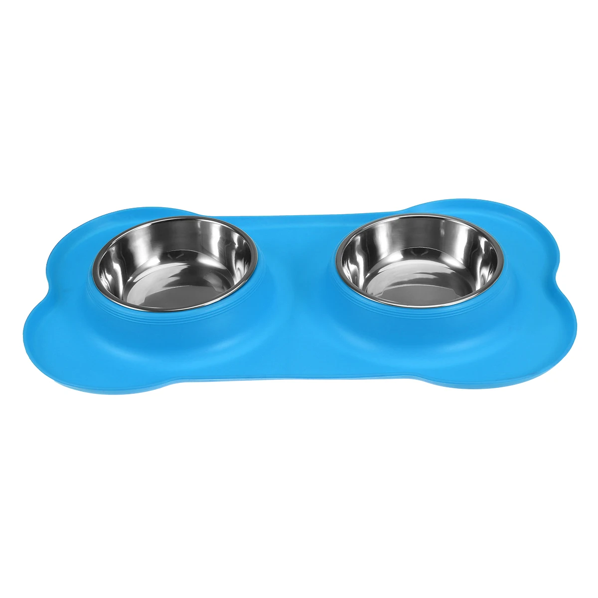 

Double Stainless Steel Food and Water Dog Bowls with No Spill Non-Skid Premium Quality Silicone Mat Feeder for Fee