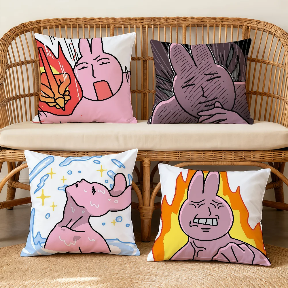 My F-Friend Pink Rabbit Funny Cartoon Cushion Cover Square Decorative Throw Pillow Case Sofa Bed Living Room Anniversary Gifts