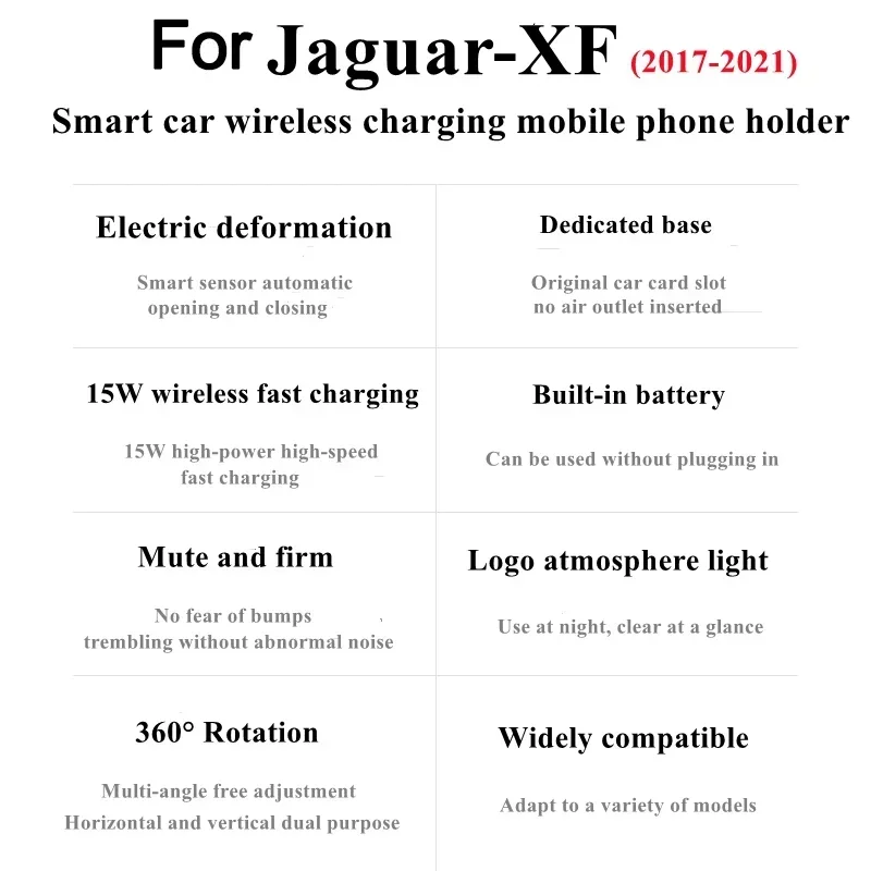 2017-2021 For Jaguar XF Mobile Phone Holder Wireless Charger Car Mount Navigation Bracket GPS Support 360 image 5